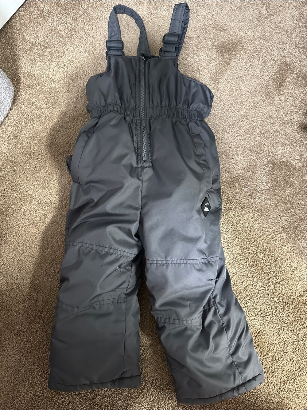 Kids 2T Snow Bib Overalls - Charcoal
